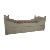 Lit enfant bois massif blanc cérusé
