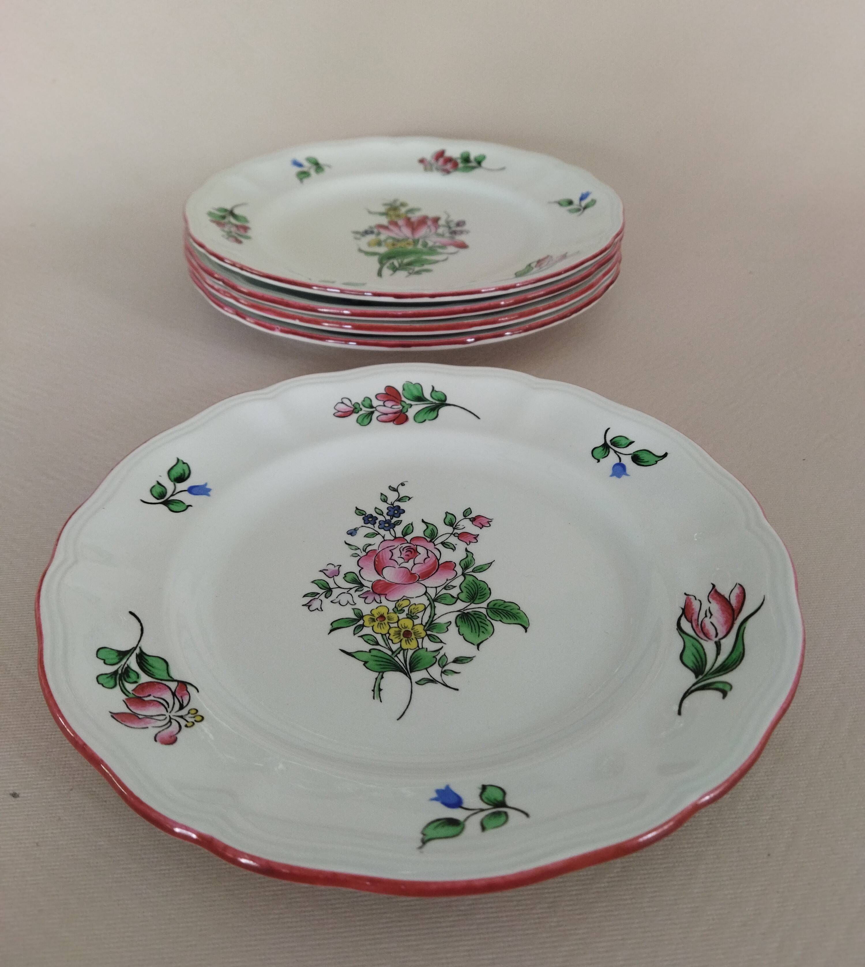 5 assiettes à cake "Réverbère fin" KG Lunéville