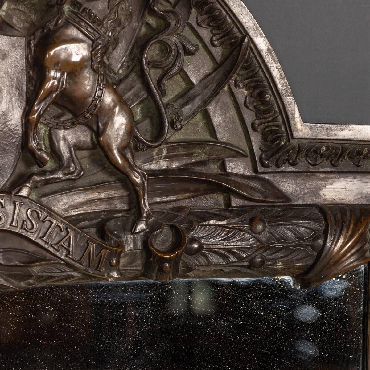 Antique 19thc cast bronze mirror, royal insurance company c.1880
