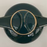 Green and gold "salins" tea service in art deco earthenware with large black and gold melanin tray