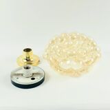 Large Mid-Century Amber Bubble Glass Ceiling Lig by H. Tynell for Limburg