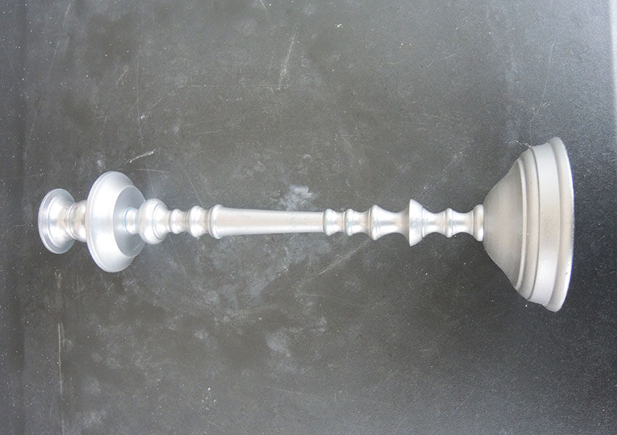 Old metal candle holder finish silver h 33 cm