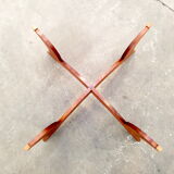 Table low Hugues Poignant base plating wood and smoked glass top