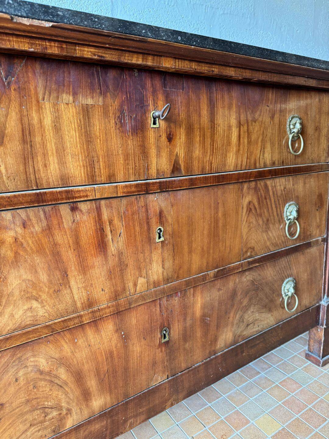 Mahogany commode, marble top - 19th century