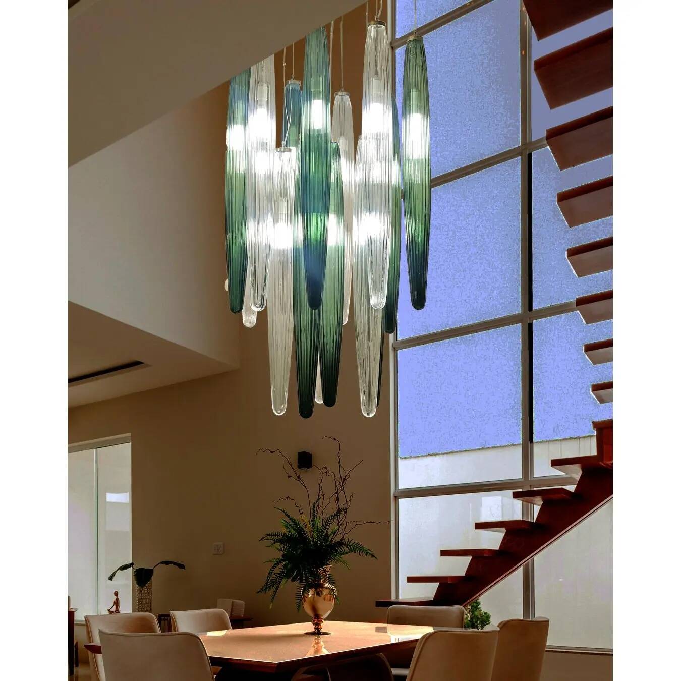 Contemporary Luxury Italian Green "Swords" Murano Glass Cascade by Simoeng