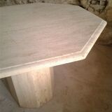 Octagonal table in travertine, 80s
