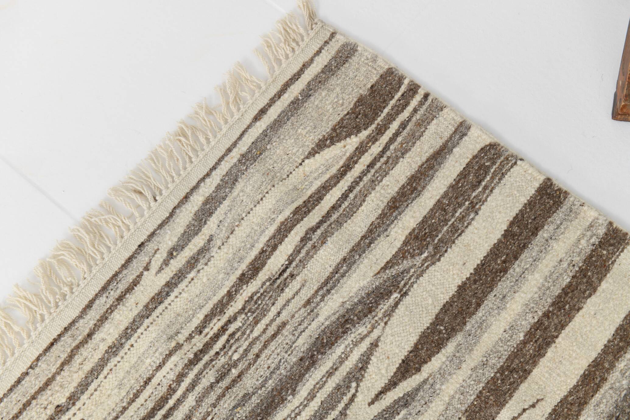 8x10 Striped Pattern Brown & Beige Vintage Kilim Rug, 232x291Cm