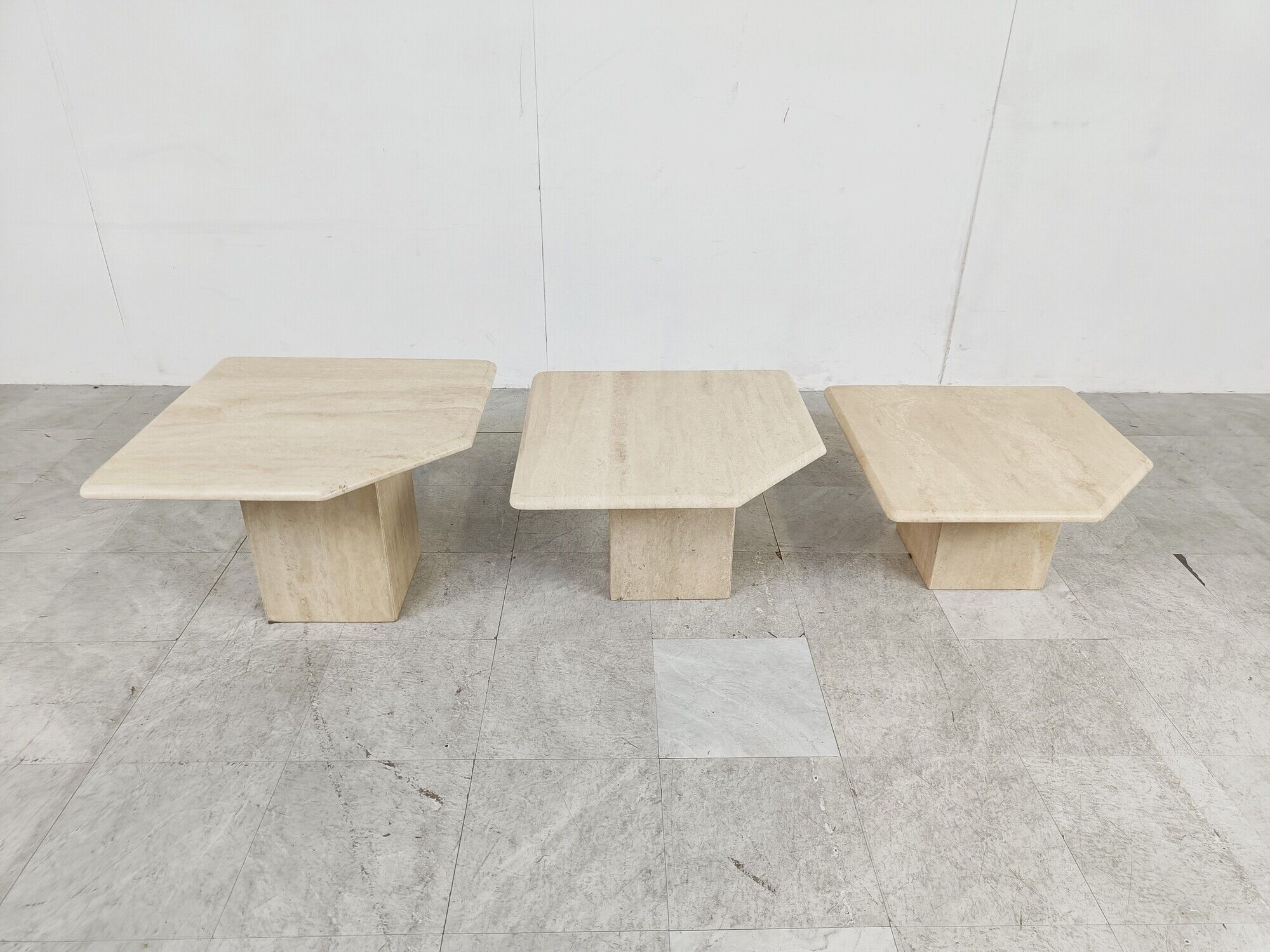 Vintage travertine nesting tables or side tables, 1970s