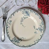 Assiettes plates anciennes dépareillées en faïence terre de fer accompagnées d'un plat
