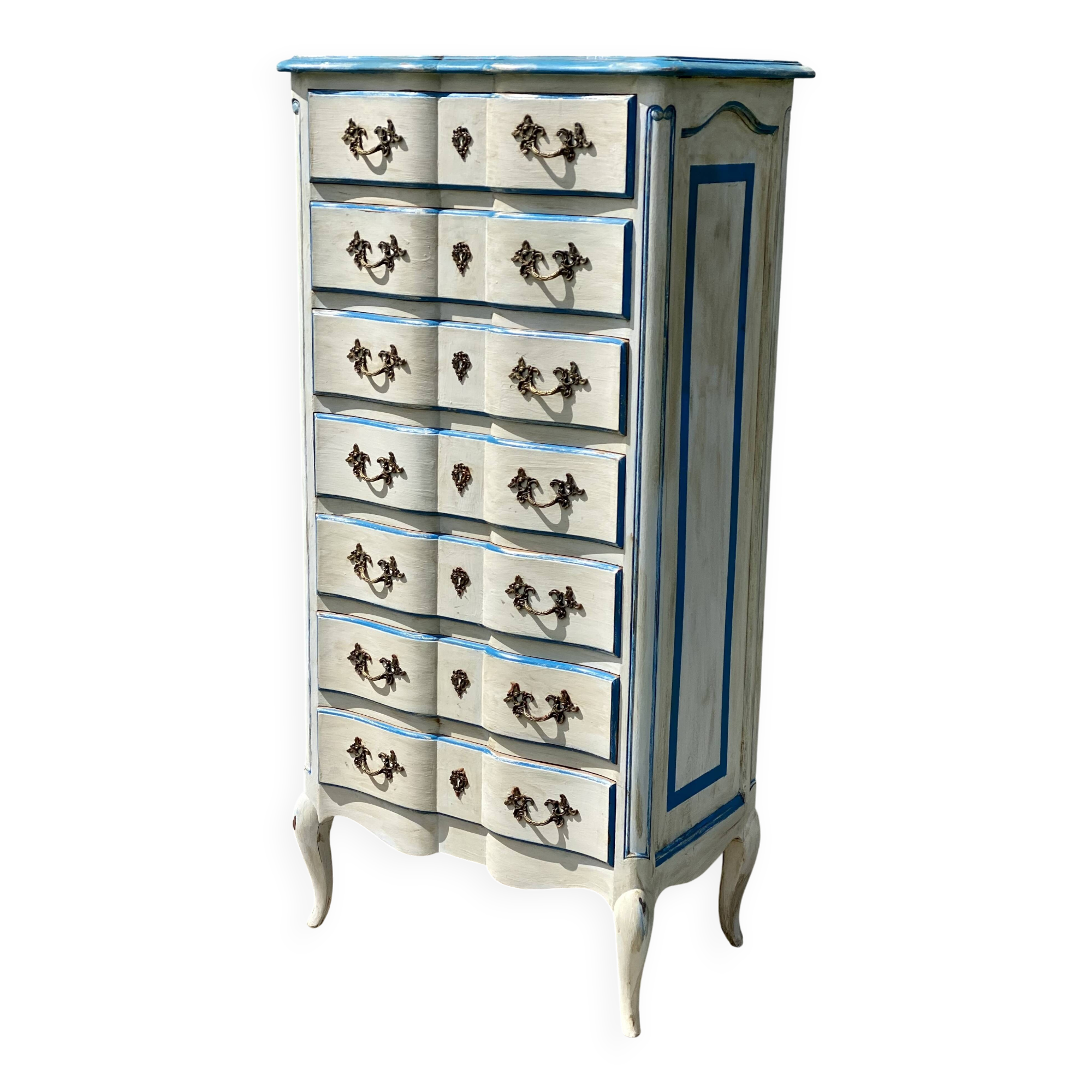 Weekly chest (7 drawers) patinated Provençal style