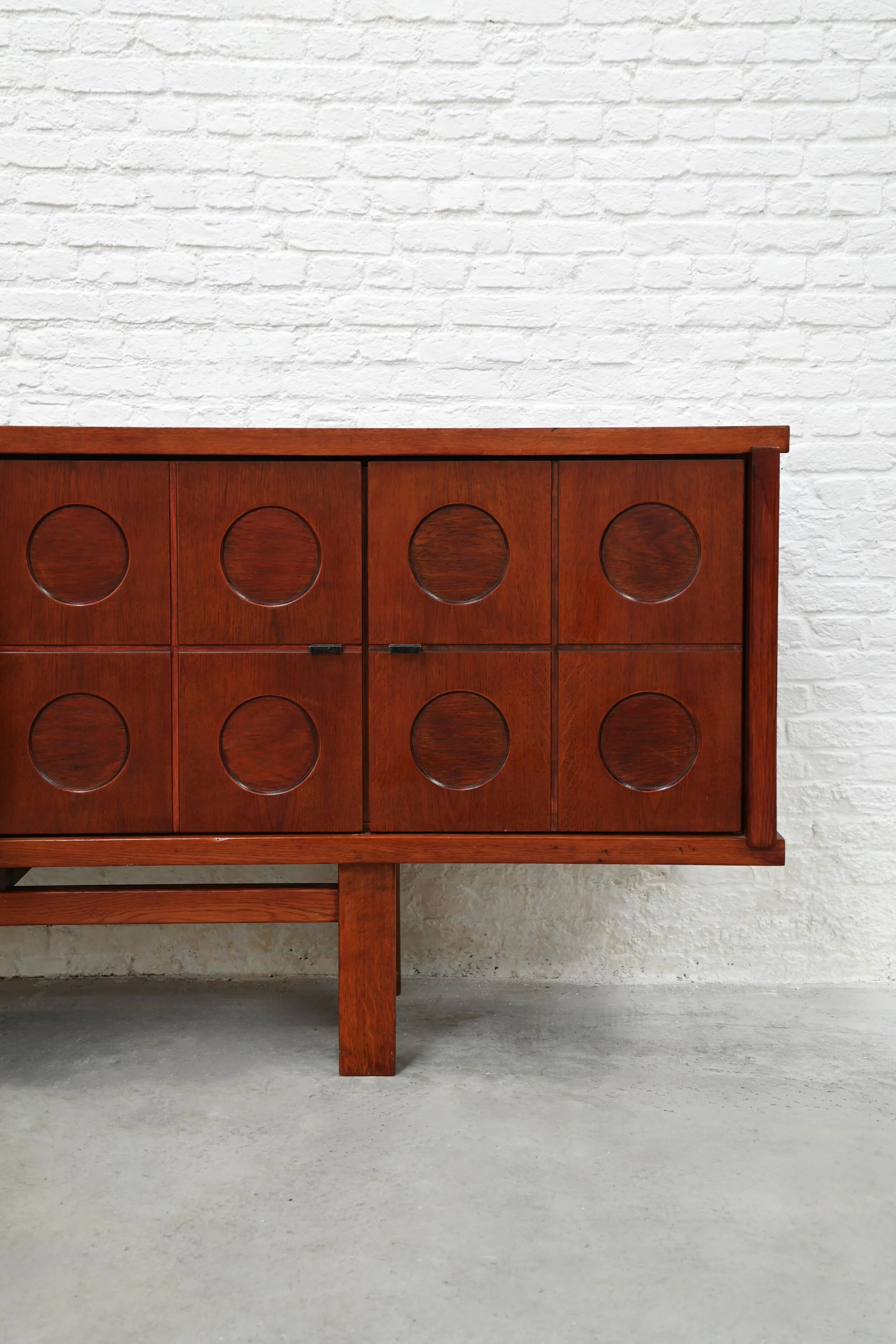 Brutalist oak sideboard, Belgium, 1970s