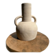 Handmade terracotta vase painted in beige with double handles h:32 d:25