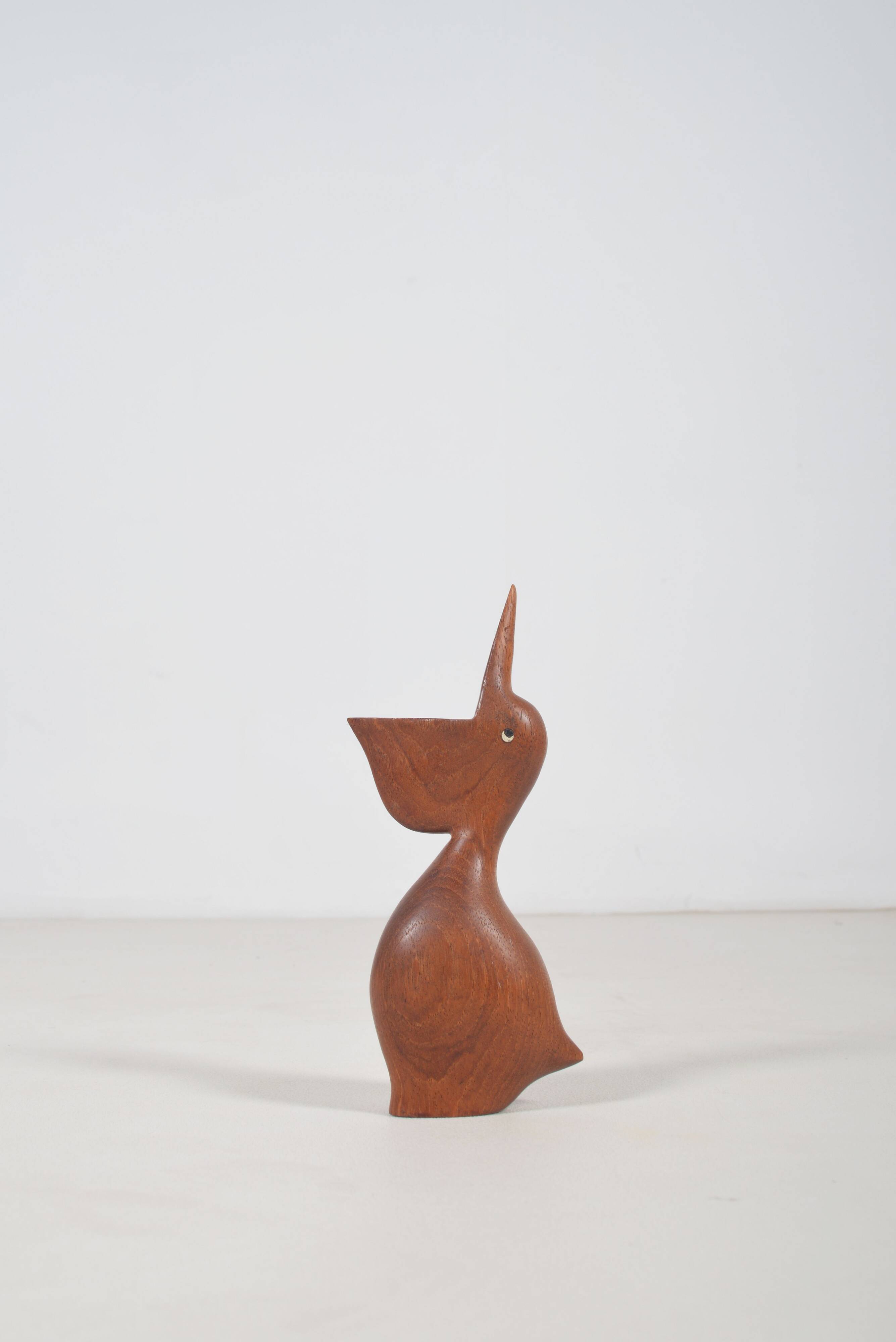 Danish teak pelican statue, 1960s