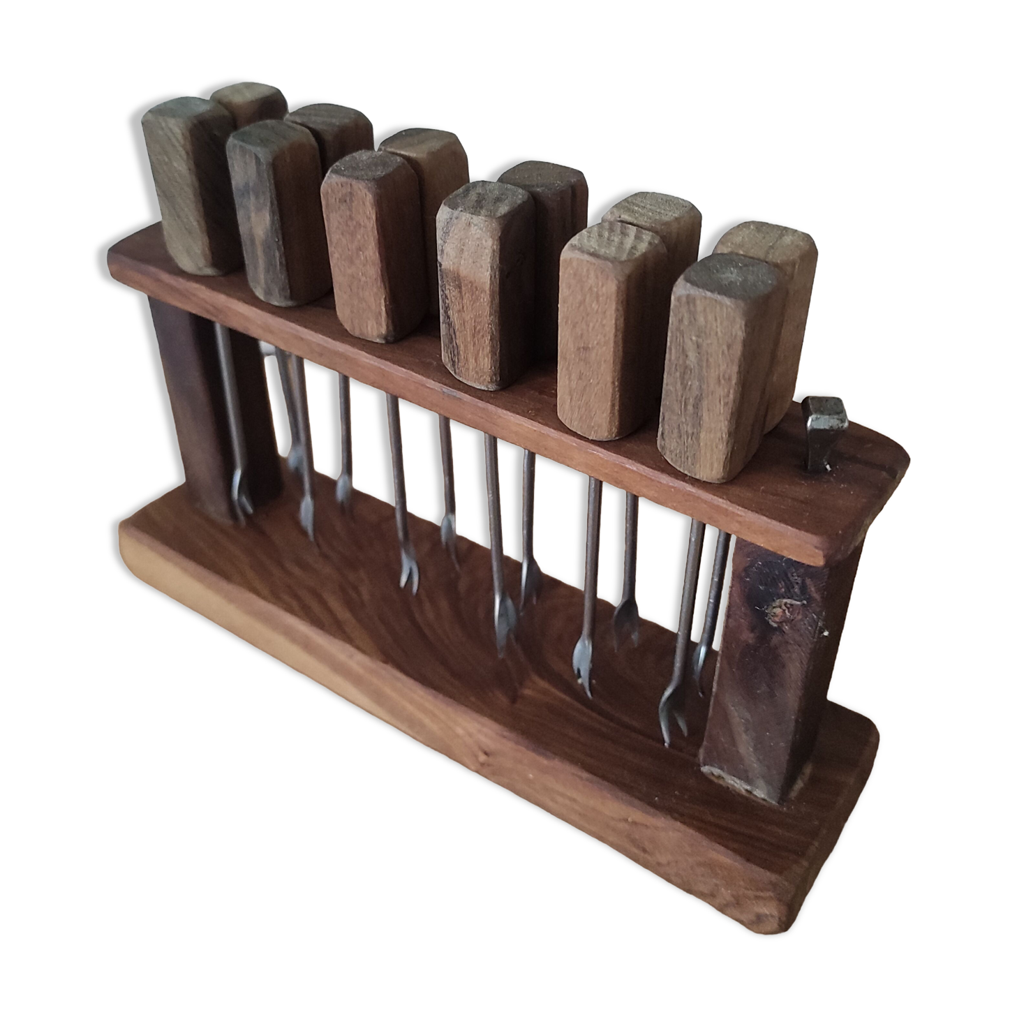 12 snail forks with wooden display