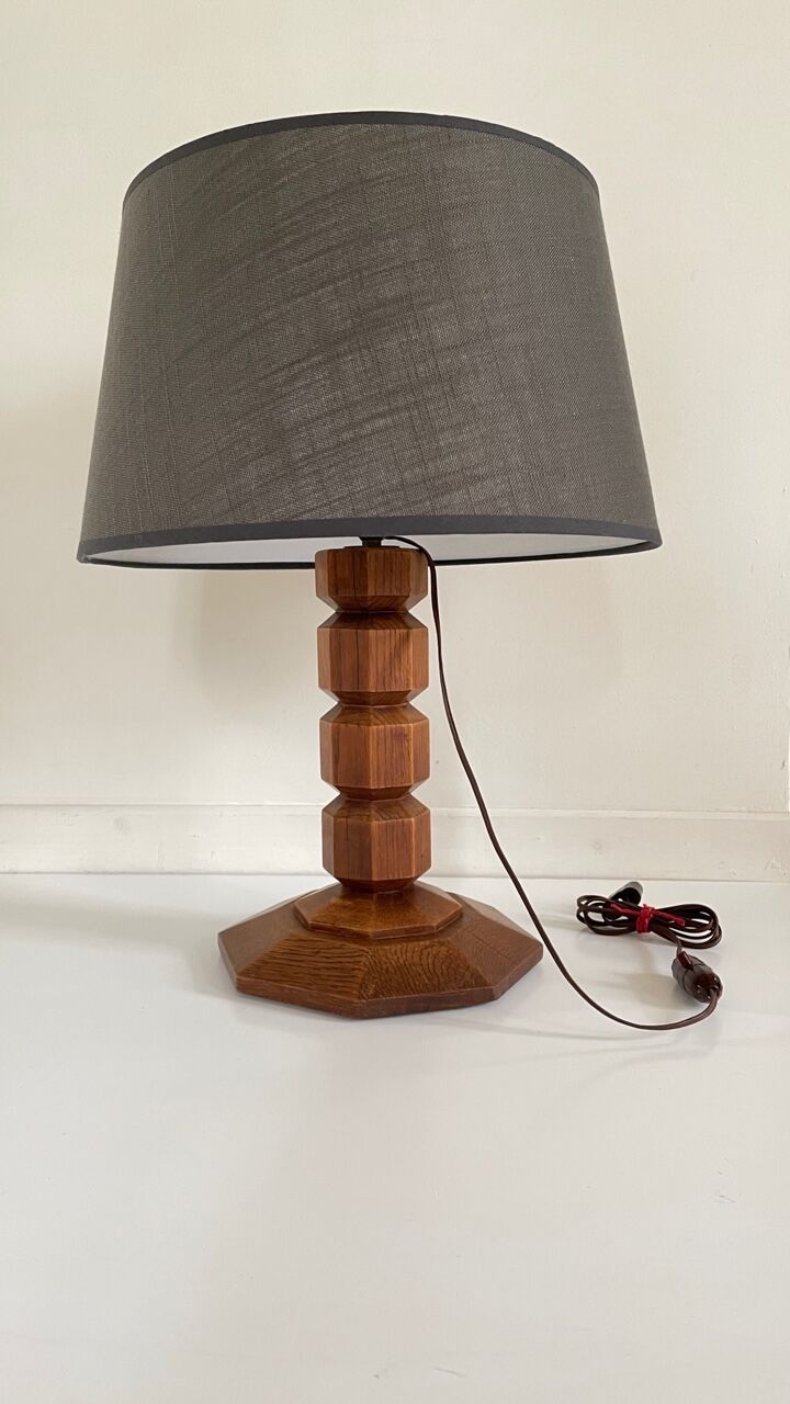 Art deco solid oak lamp