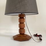 Art deco solid oak lamp