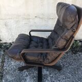 Vintage leather lounge armchair 60s