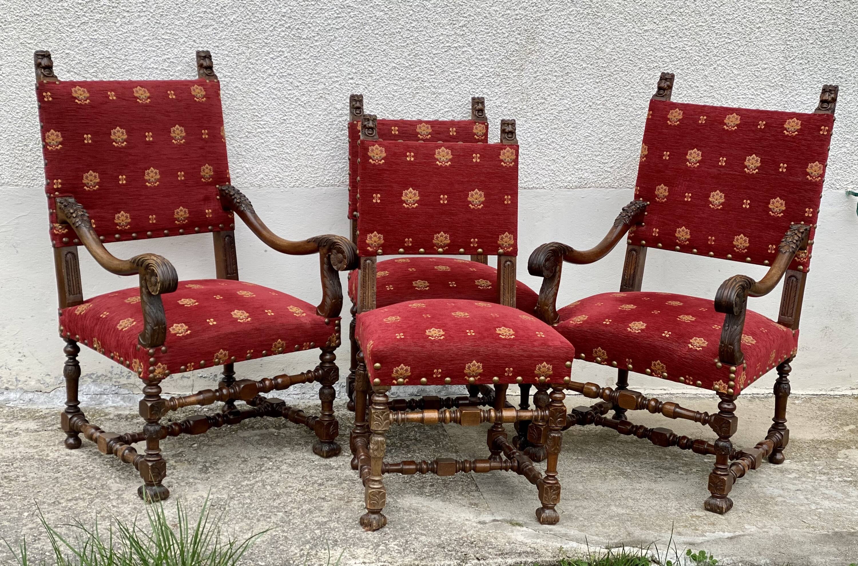Living room (carved chairs and armchairs) in Louis XIII style