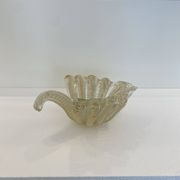 Murano Barovier 'Zebrati' Decor Glass Shell Bowl Hollywood Regency, 1960s