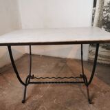 Marble and wrought iron coffee table
