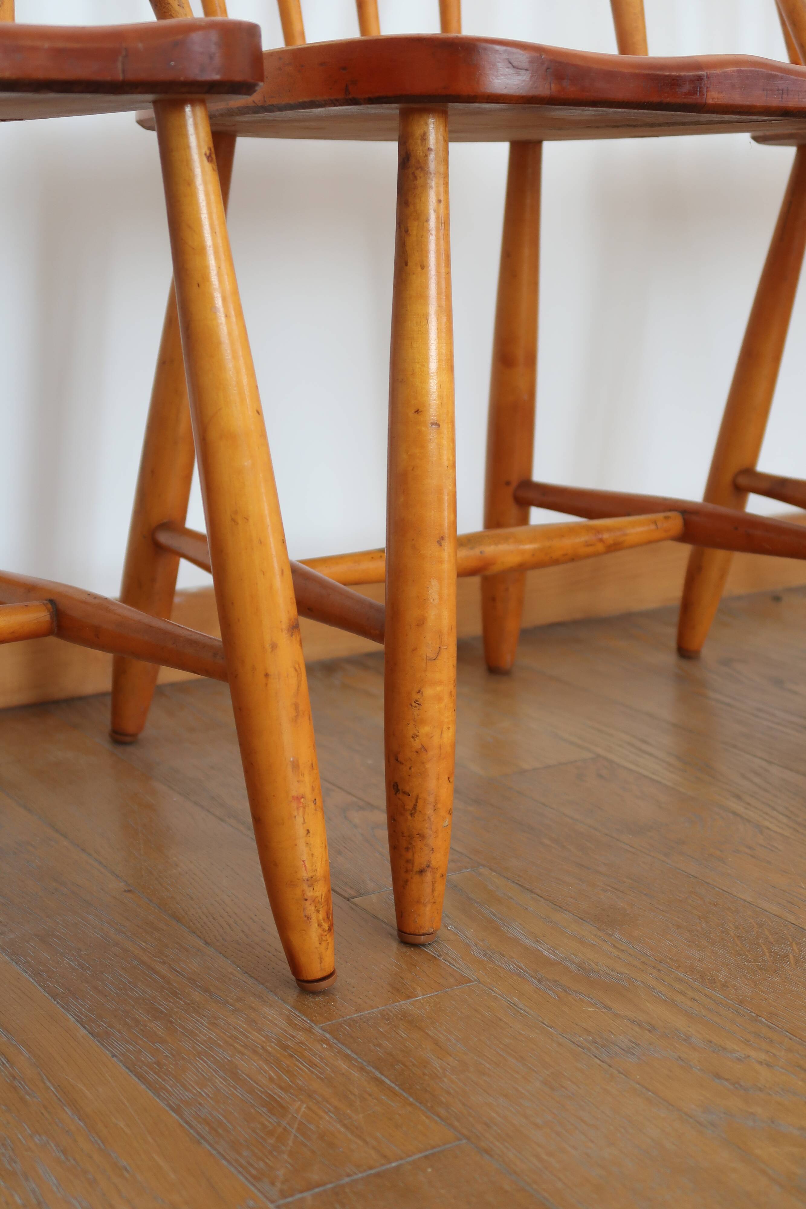4 Scandinavian beech chairs