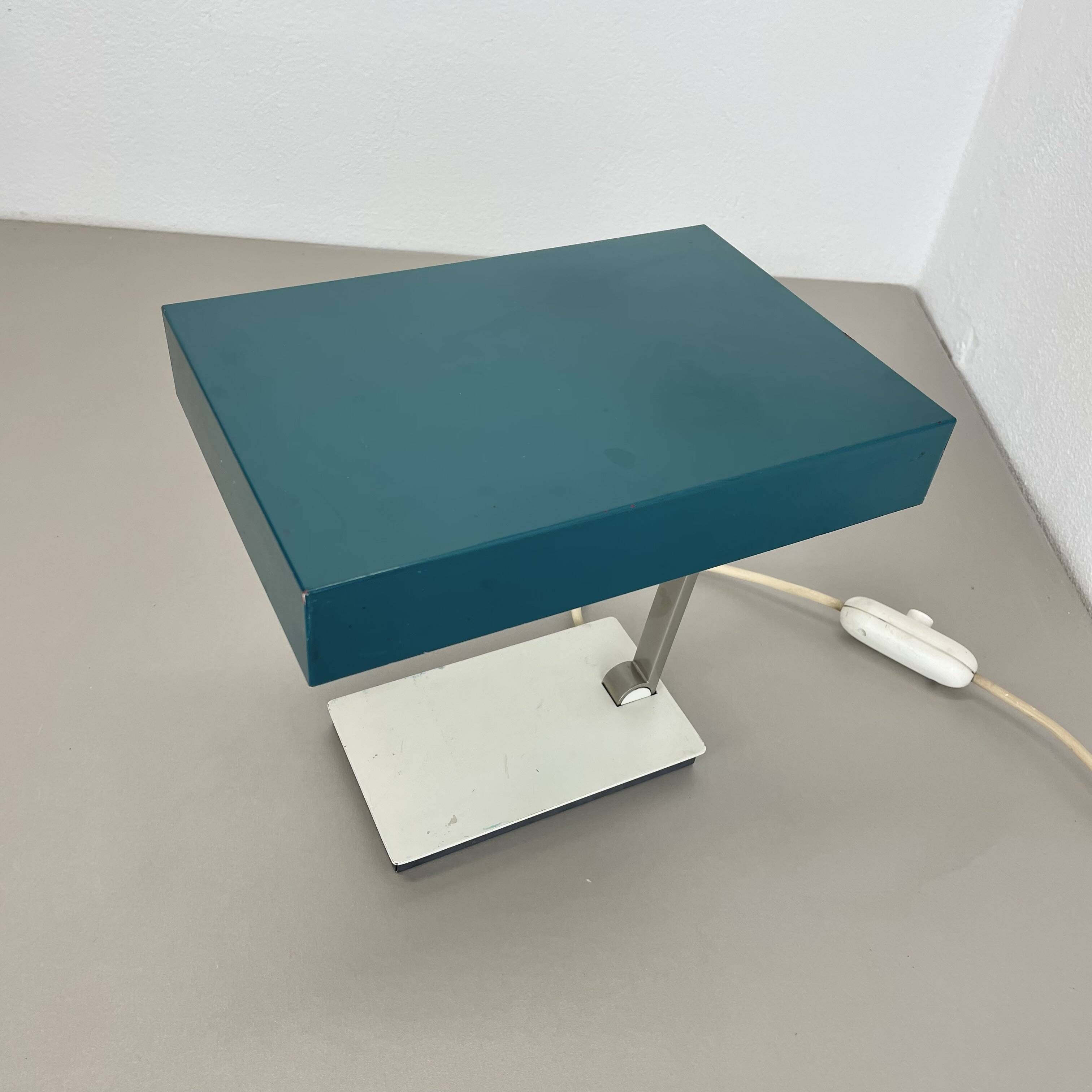 Modernist green Cubic Sputnik Table Light Kaiser Leuchten Lights, 1970s Ger