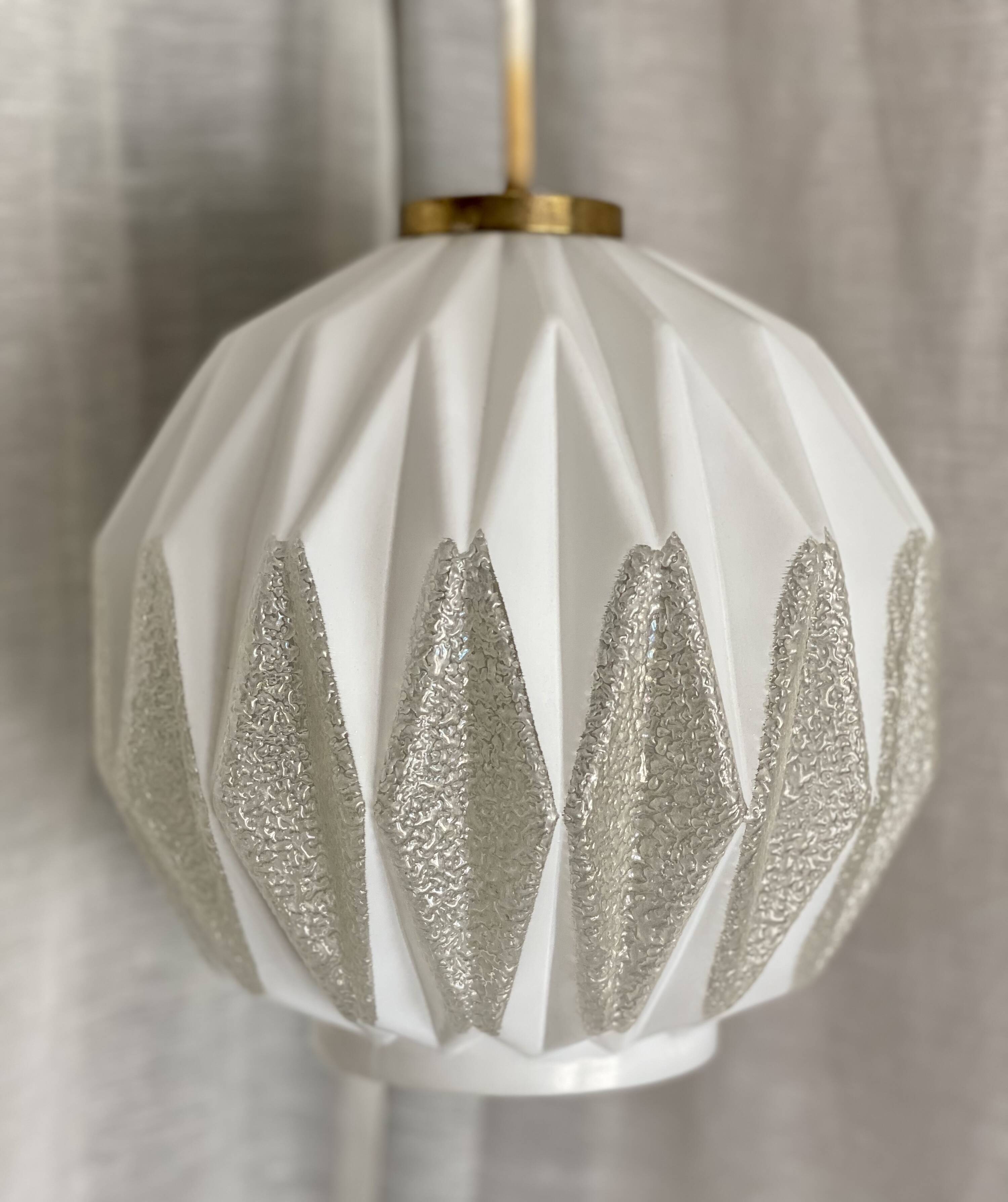 Vintage 1950s Bauhaus style modernist globe pendant light