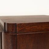 Large Art Deco console or pedestal in dark oak veneer, Belgium, 1920s