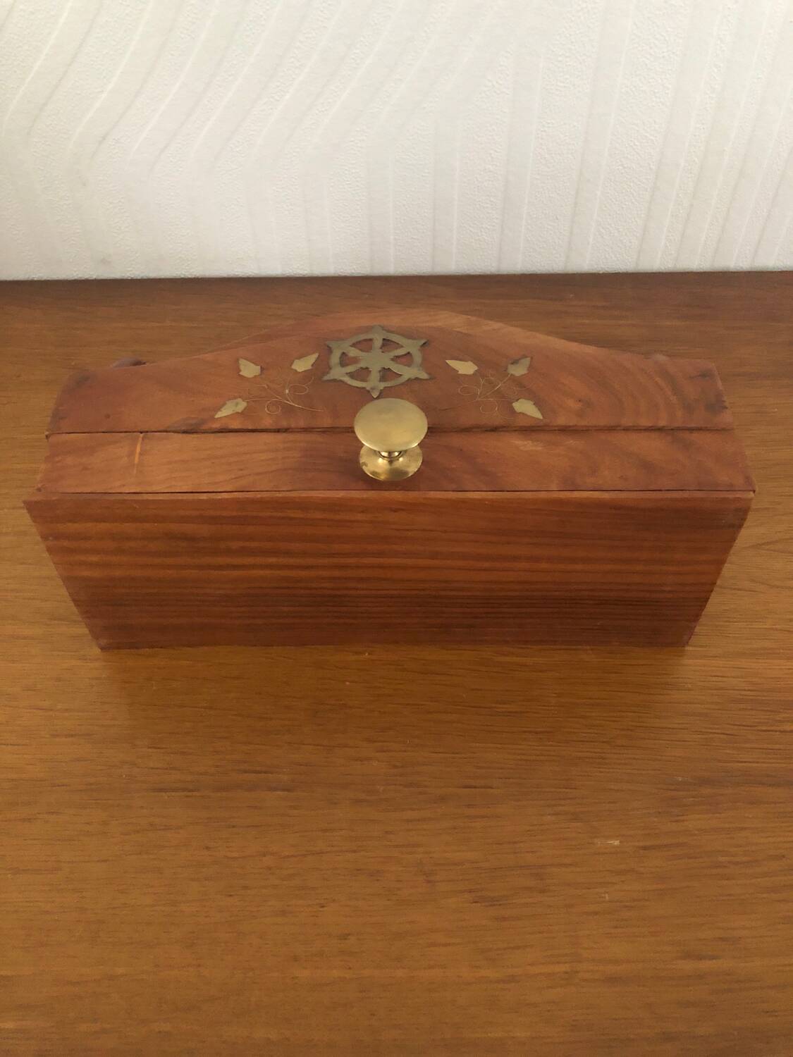 Mail holder / letter holder in vintage wood and brass