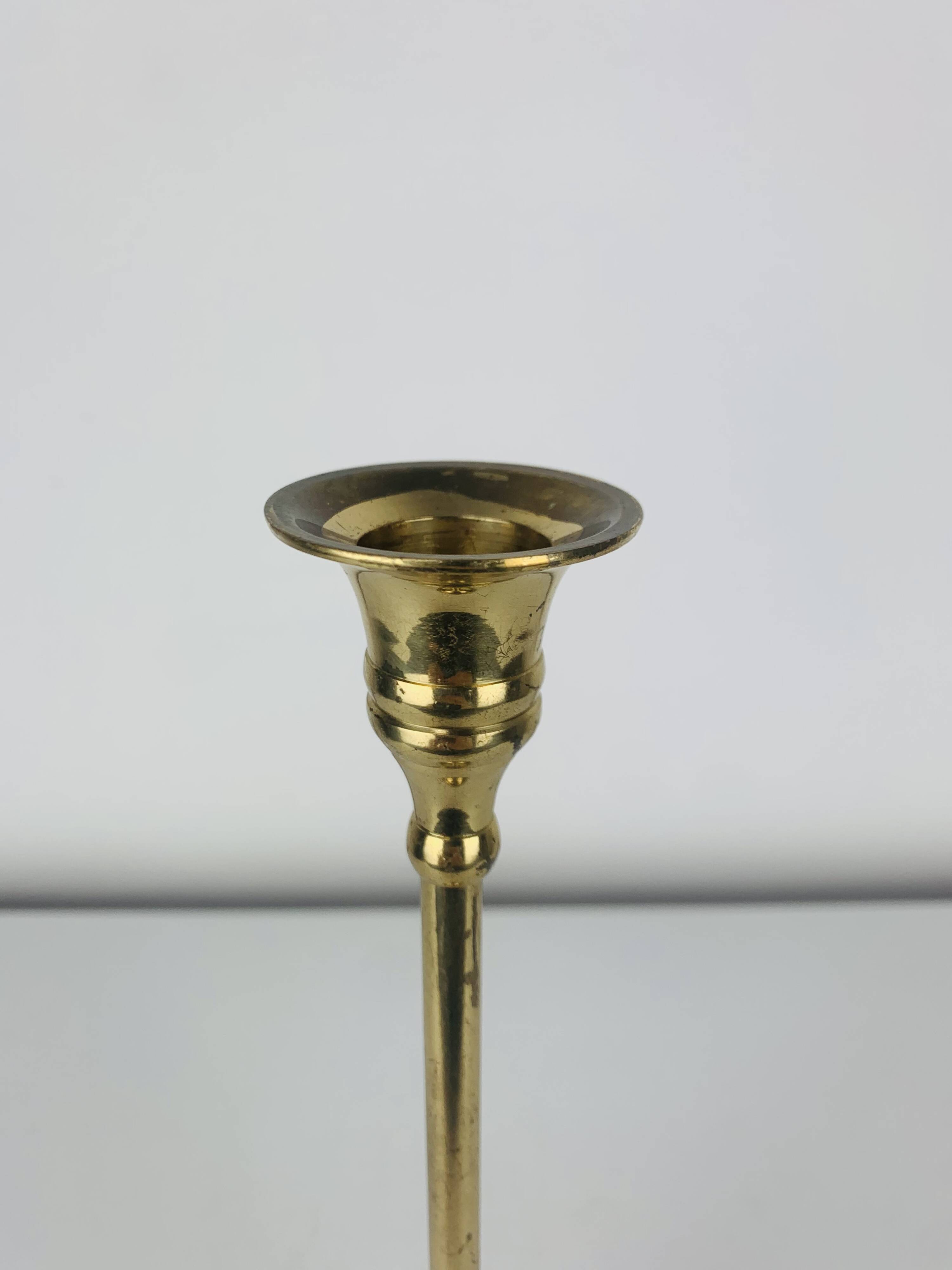 Vintage gold brass candle holder