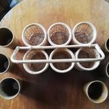 Set of 6 cups and their basket