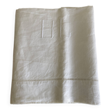 Linen sheet, reserve of antique trousseau, new with openwork and BL modernist L180