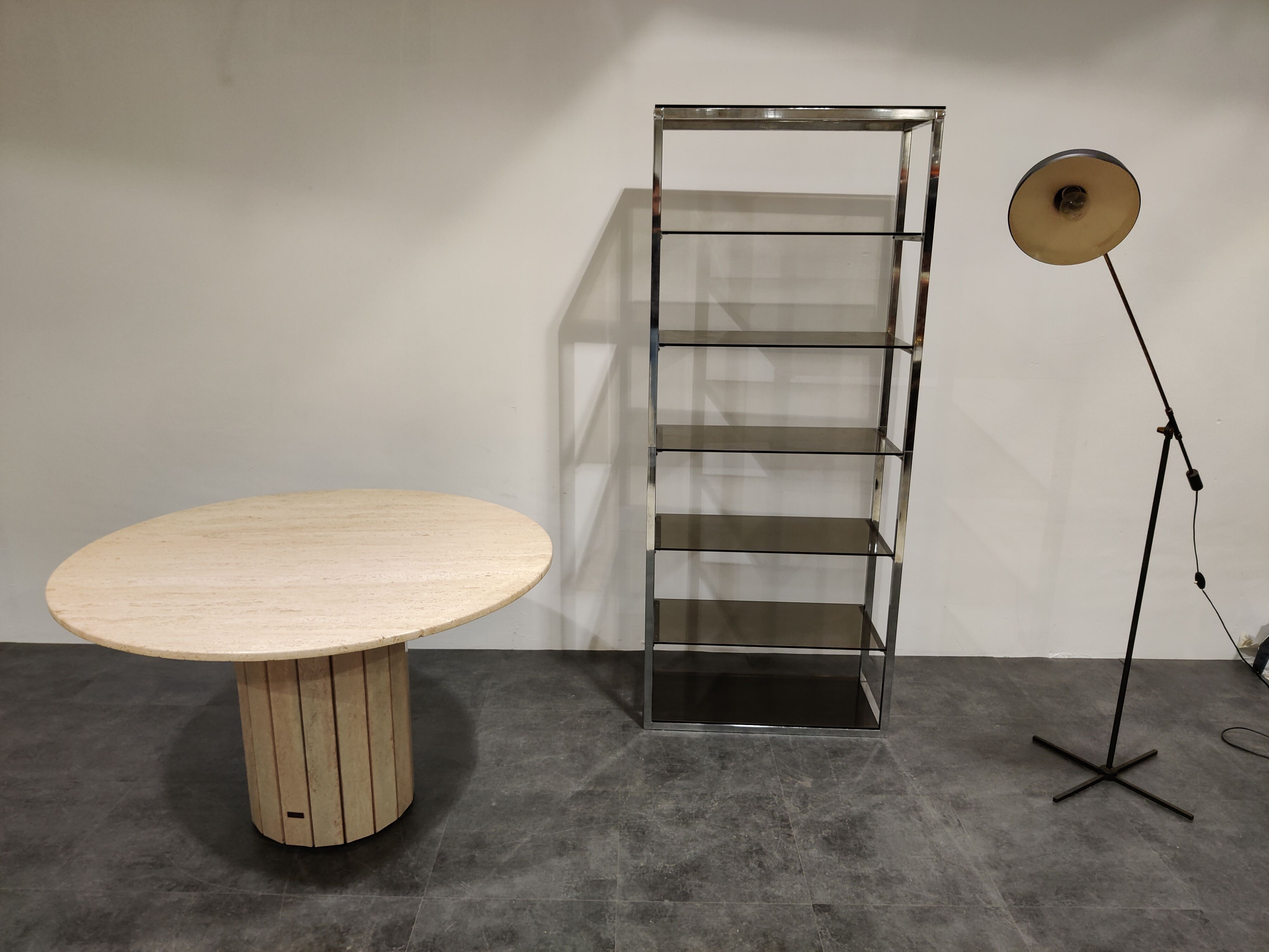 Vintage chrome bookcase, 1970