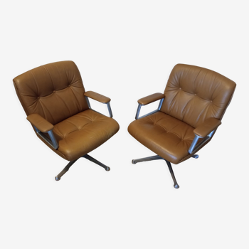 Paire de fauteuils de bureau p215 d'Osvaldo Borsani pour Techno