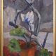 Original Swedish oil on canvas – “Winter Cyclamen” by Majken Bergvin (1922–2012) – 1965 – vintage & framed – 62 × 43 cm