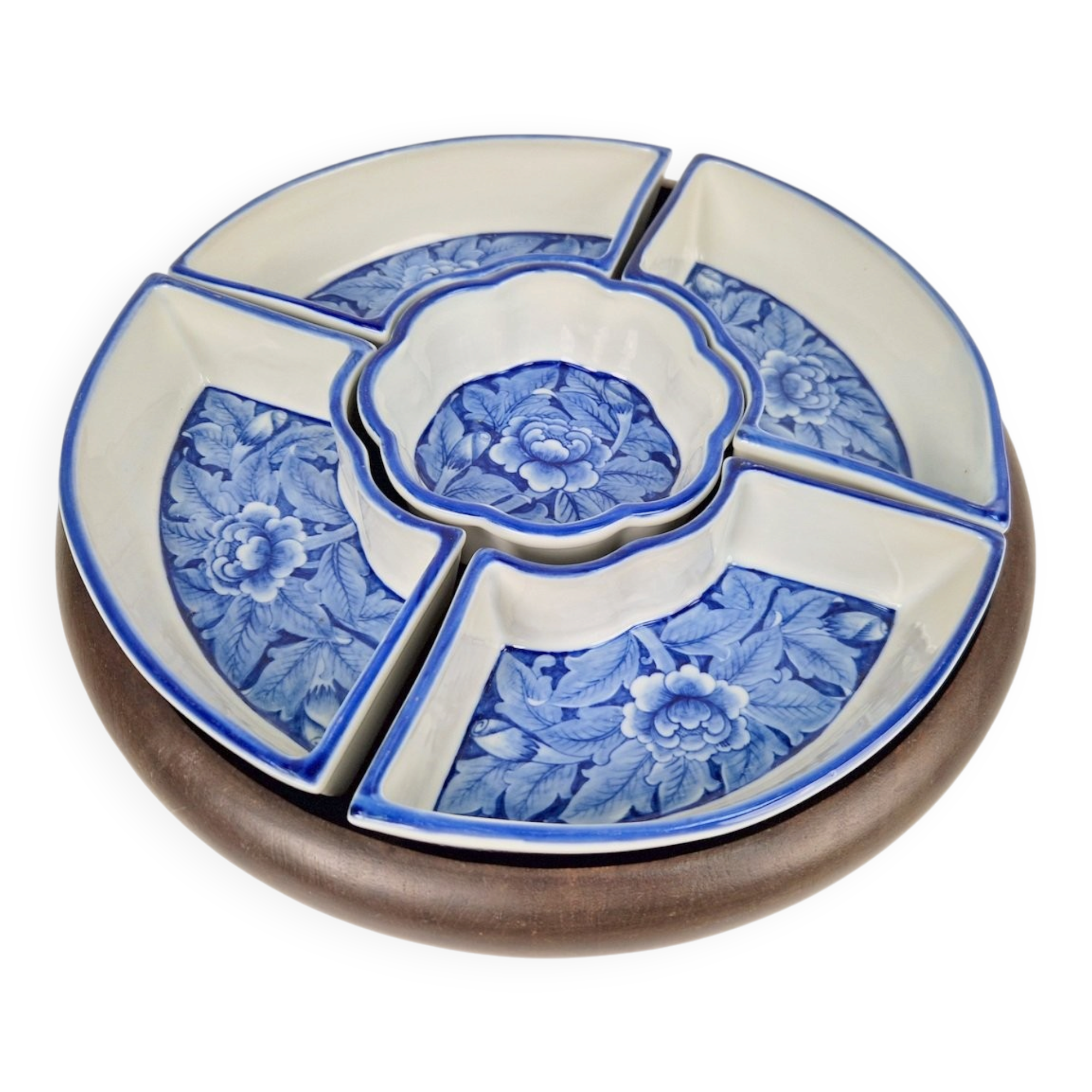 Vintage Chinese Blue Flower Porcelain Snack Bowl with Appetizer Bowls