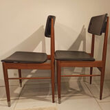 Pair of chairs scandinavian style vintage 1960s wood and skaï black