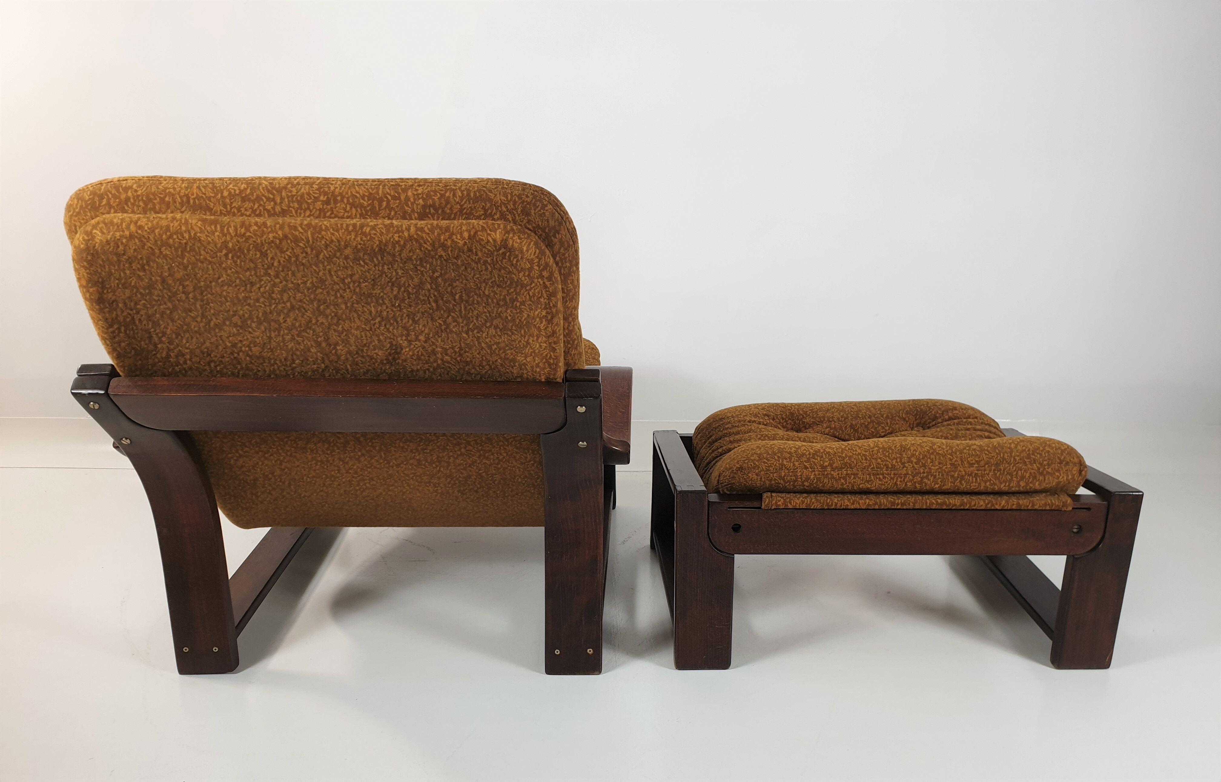 Vintage armchair, and footrest, 1970s