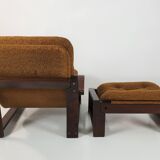 Vintage armchair, and footrest, 1970s