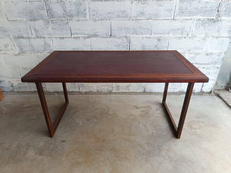 bureau anglais bois cuir et acier recyclé