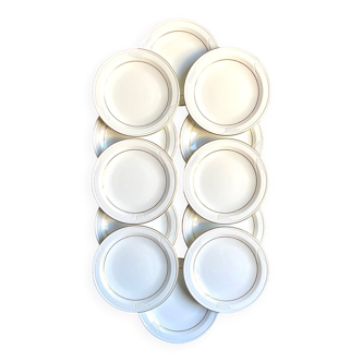 12 Corning white and gold porcelain starter plates
