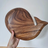 Empty wooden and mother-of-pearl whale pocket display