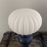 Geometric table lamp with pleated opaline shade