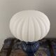 Geometric table lamp with pleated opaline shade