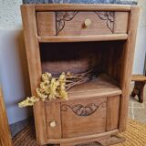 Pair of art deco oak bedside tables