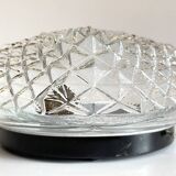 Wall lamp glass and steel ceiling light 1950s