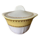 Sucrier ou bonbonnière en faïence blanche avec décor frise jaune et or