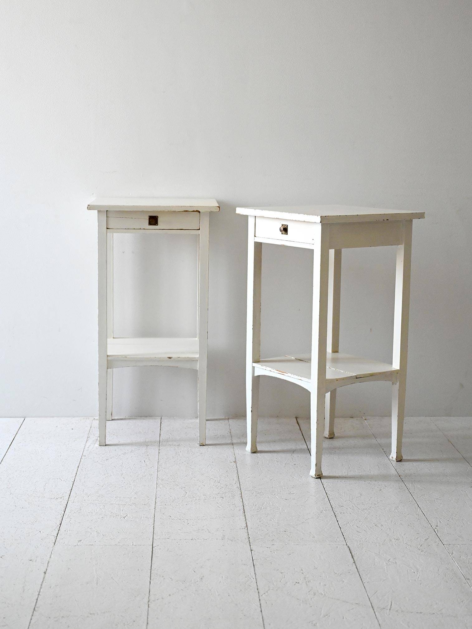 Pair of mid-century Scandinavian white-painted nightstands