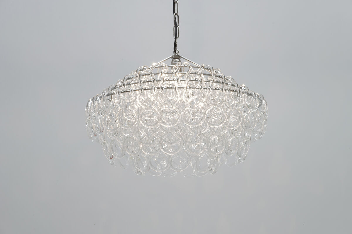 Hanging lamp Mangiarotti model "Giogali" in Murano glass edited by Vistosi