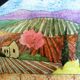 Vase Art Déco en grès, peint à la main d'un paysage champêtre